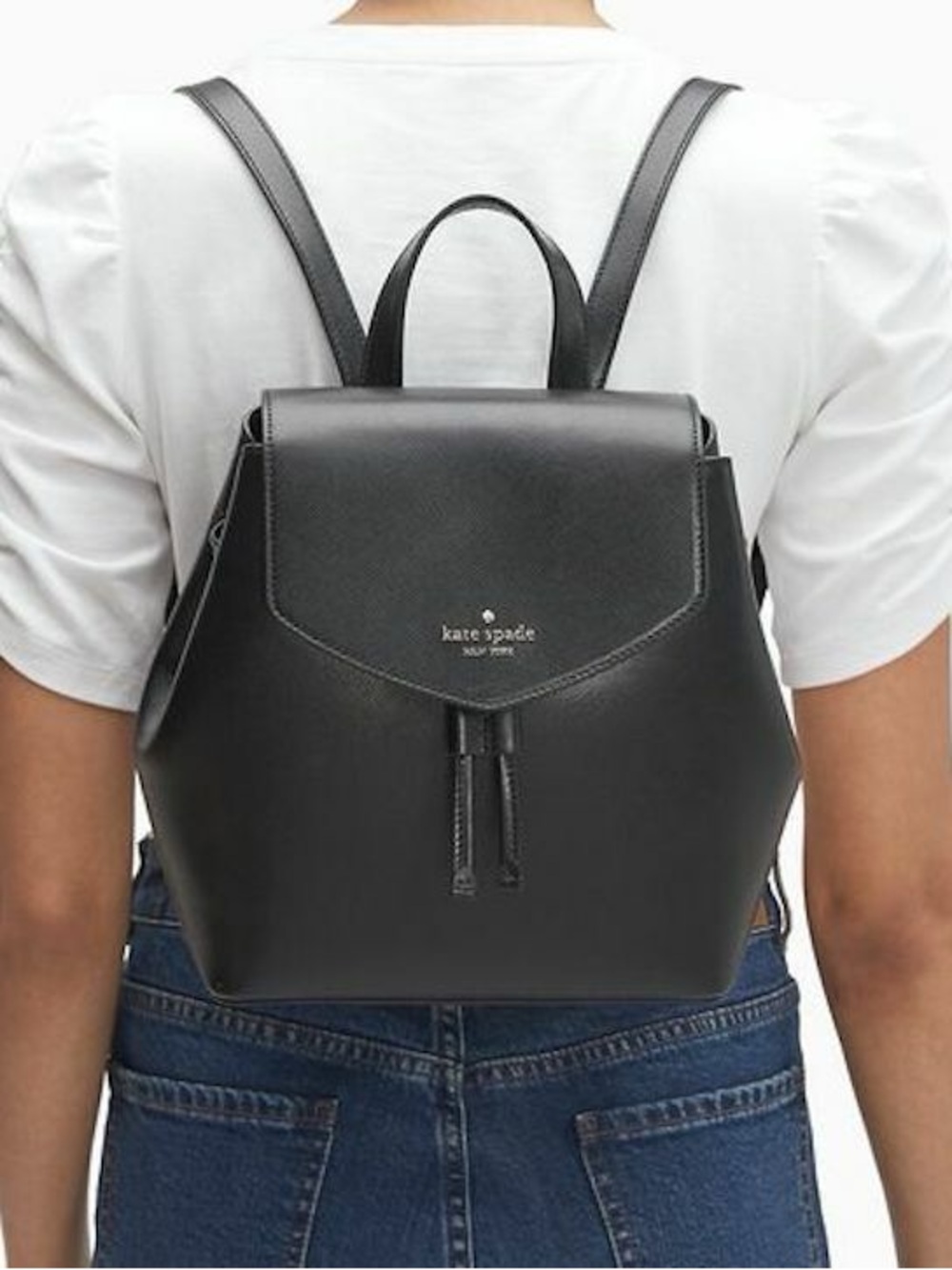 Kate Spade Black, Medium Lizzie, Saffiano Leather Backpack - New With Tags - Picture 5 of 5